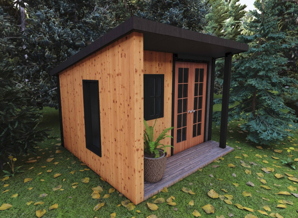 2024 shed design is a mid century wooden option with a sliding glass door