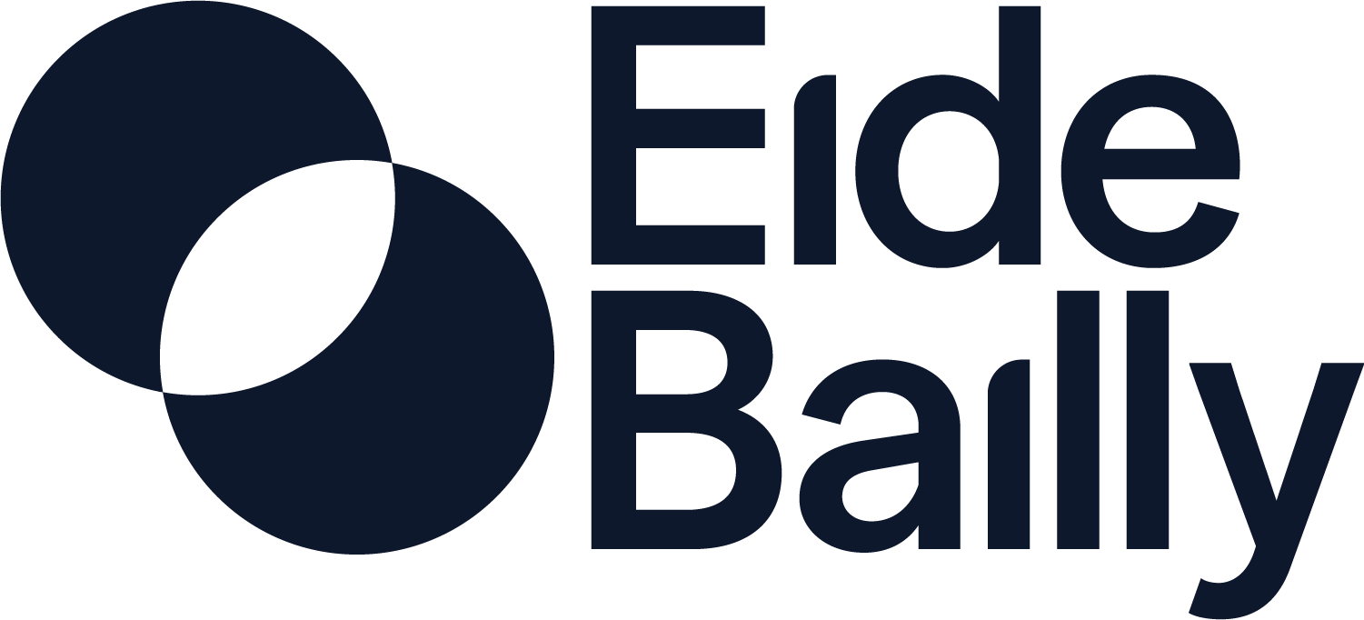 A blue and white logo for Eide Bailly